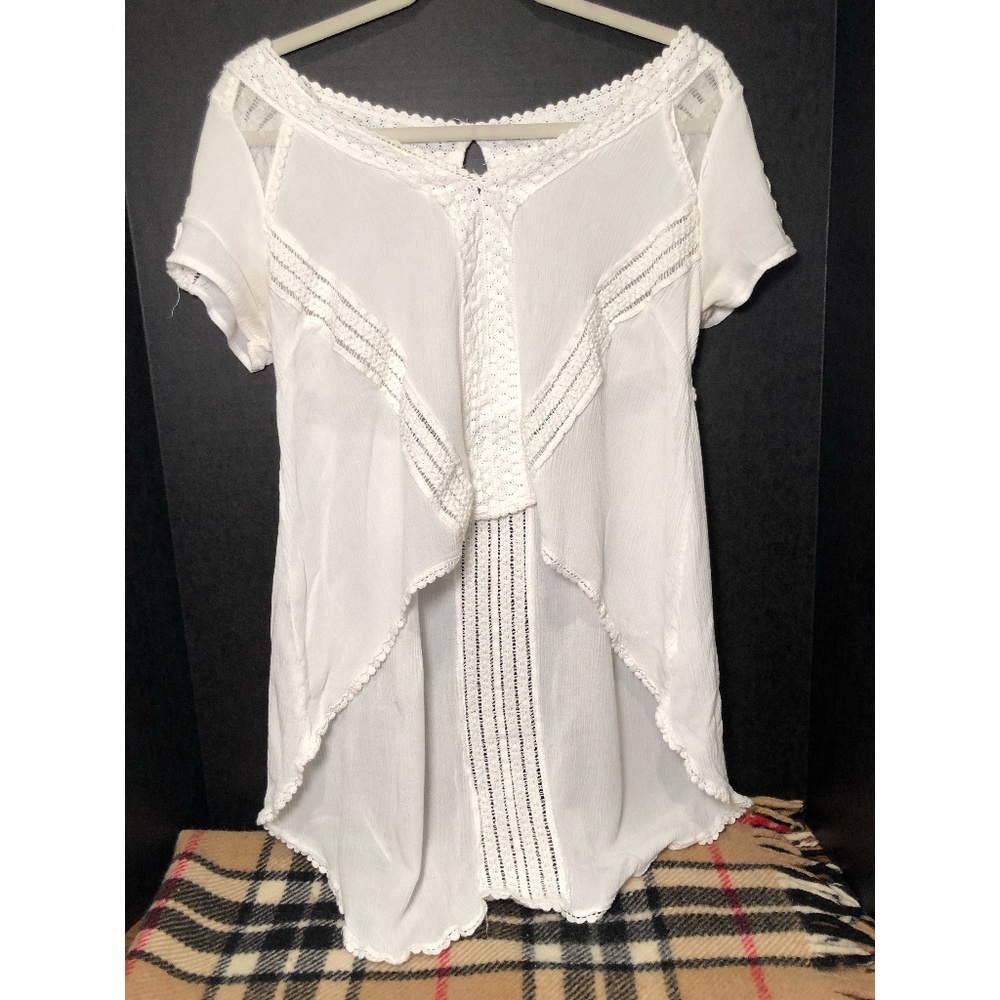 RARE LF Millau white crochet high low tunic